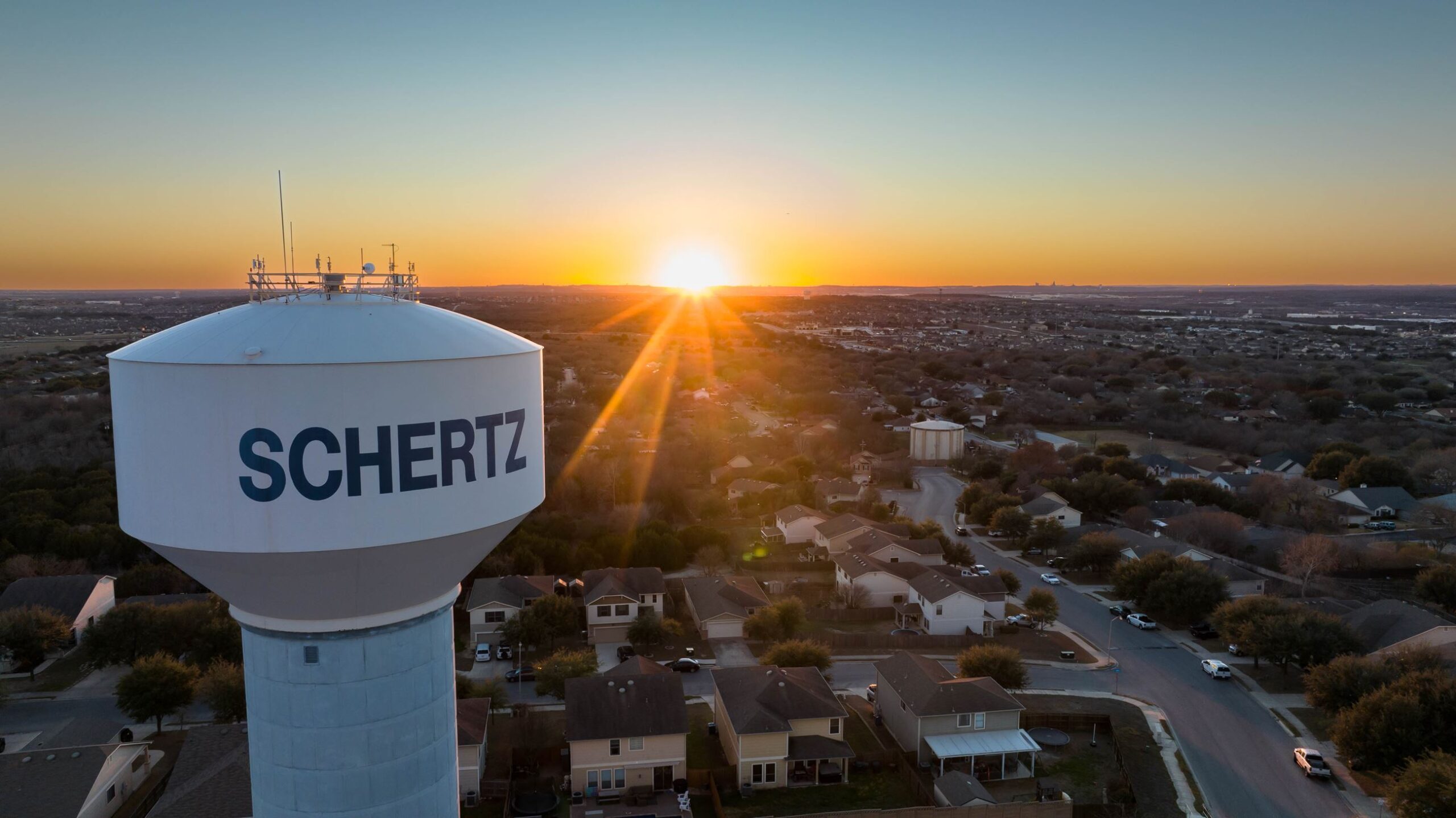 Sunset over Schertz, Texas.